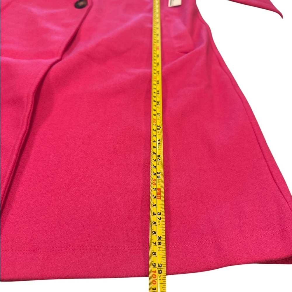 Haute Monde Longline Coat Size Large Hot Pink Side Pockets Single Button Closure - Picture 11 of 13